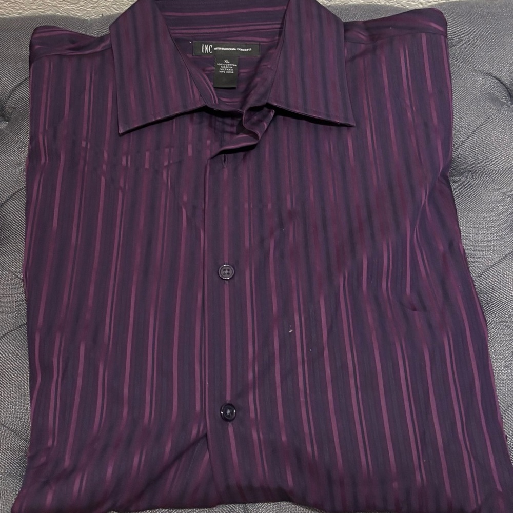 INC International Concepts Men's Purple Striped Shirt